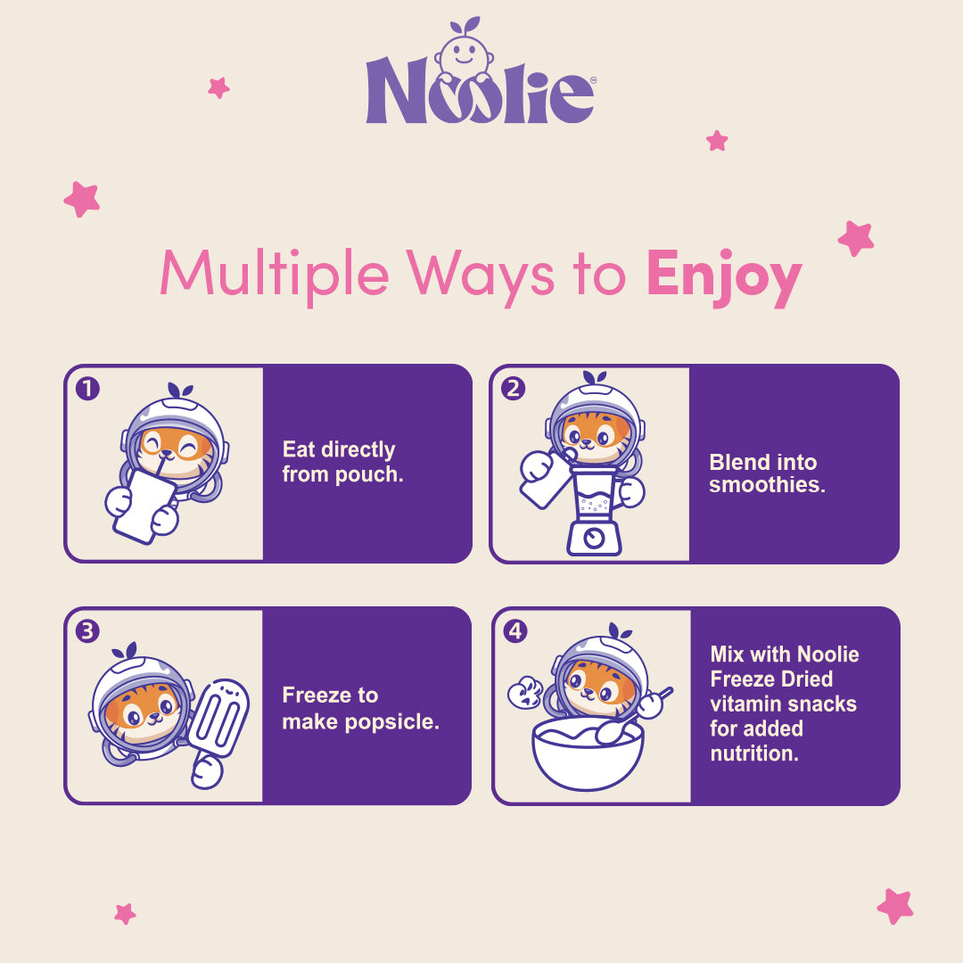 Noolie® Prebiotic Fruit Puree (Strawberry, Apple, Banana)