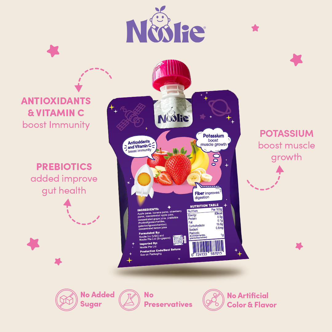 Noolie® Prebiotic Fruit Puree (Strawberry, Apple, Banana)